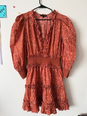 House of Harlow 1960 Rust Floral Ruffle Mini Dress